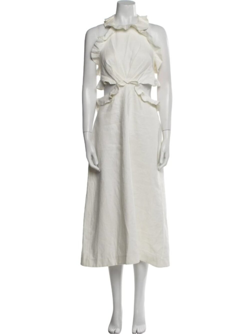 Zimmermann White Linen Halter Top with Twist Detail